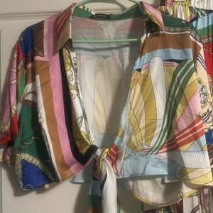 Skirt set with tie up shirt